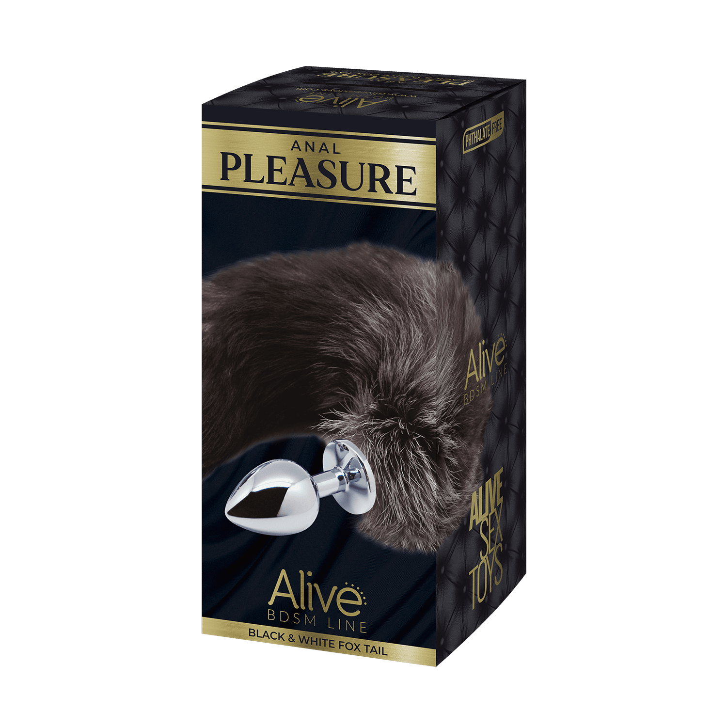 Alive - Plug Anale in Metallo con Coda Volpe Taglia M - Bianca e Nera