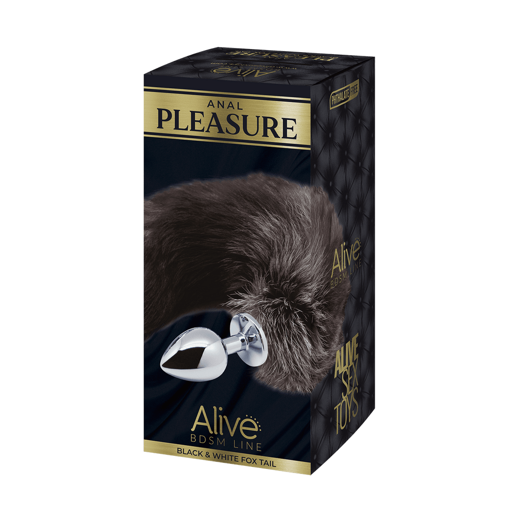 Alive - Plug Anale in Metallo con Coda Volpe Taglia L - Bianca e Nera