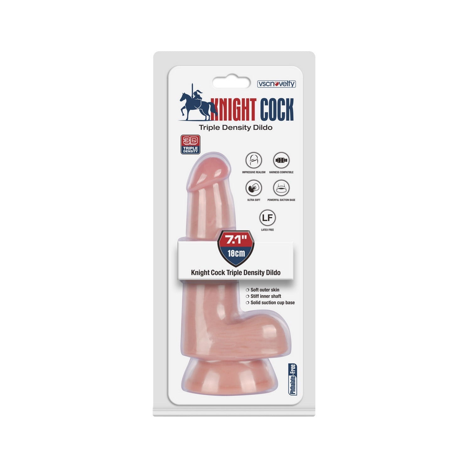 VSC Novelty - Knight Cock 3D Triple Density Dildo - 7.1"