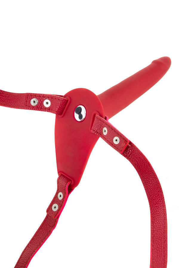 Fetish Tentation - Strap-On Harness Vibrante 15'5 cm - Rosso