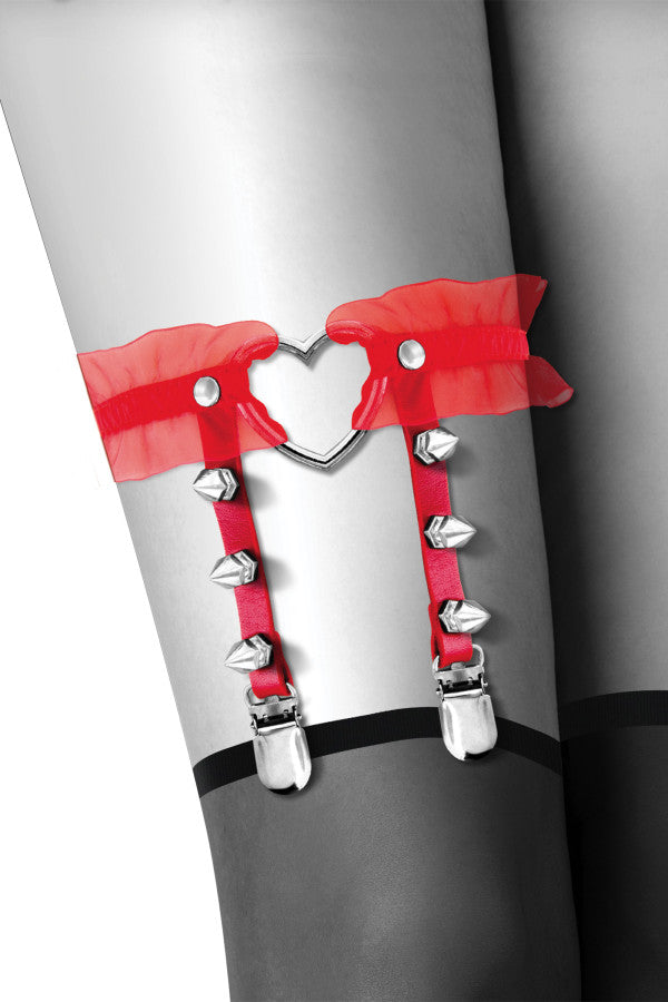 Bijoux Pour Toi - Giarrettiera Borchiata con Cuore - Rosso