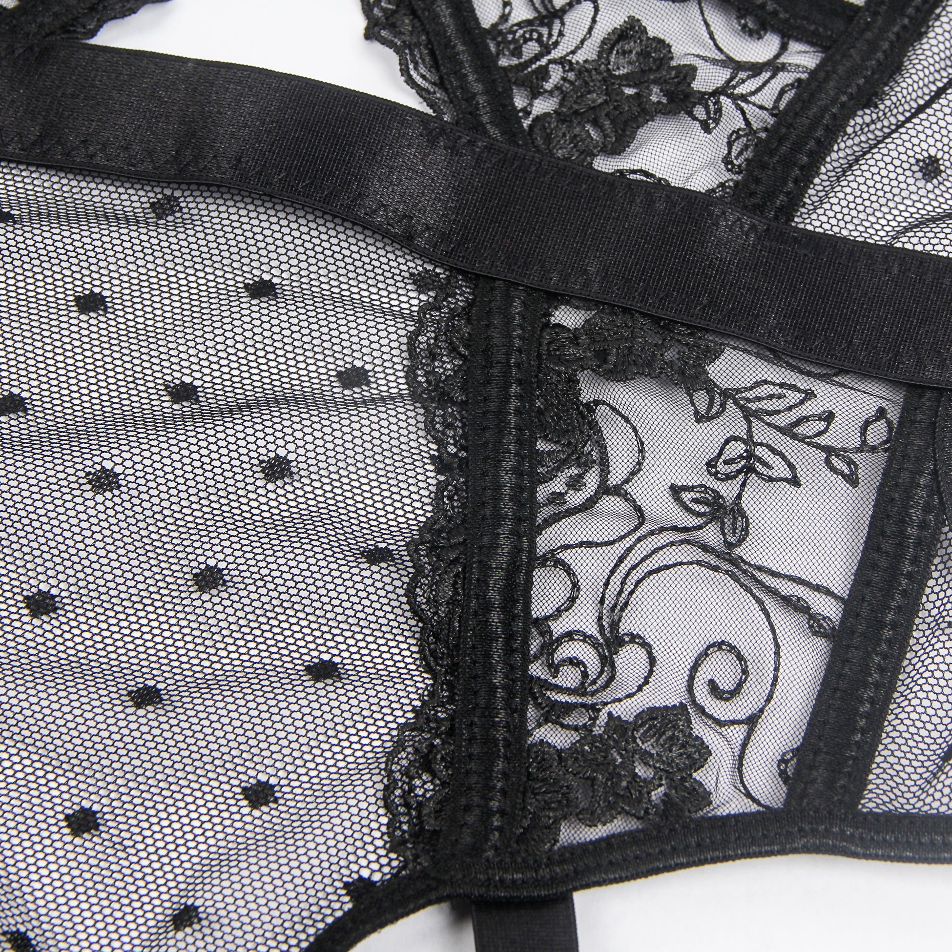 Oh Yeah - Body in Pizzo con Reggicalze Incorporato - Nero