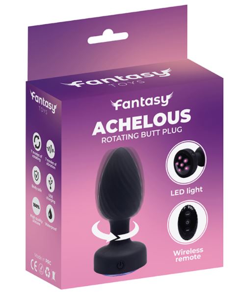 Fantasy Toys - Vibratore Anale Rotante con Telecomando e Luci - Achelous