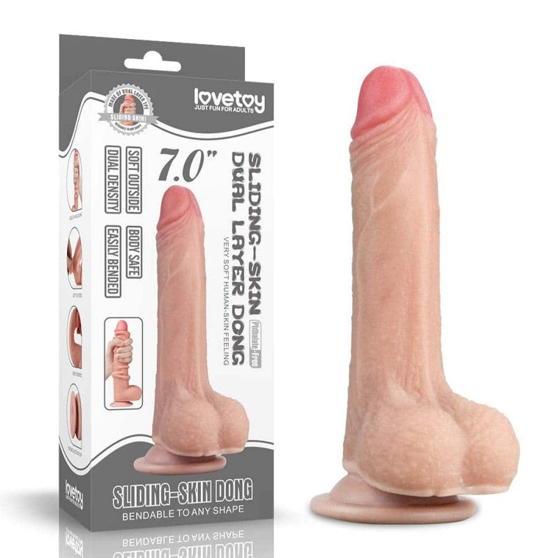 Dildo a doppio strato con pelle scorrevole da 7''