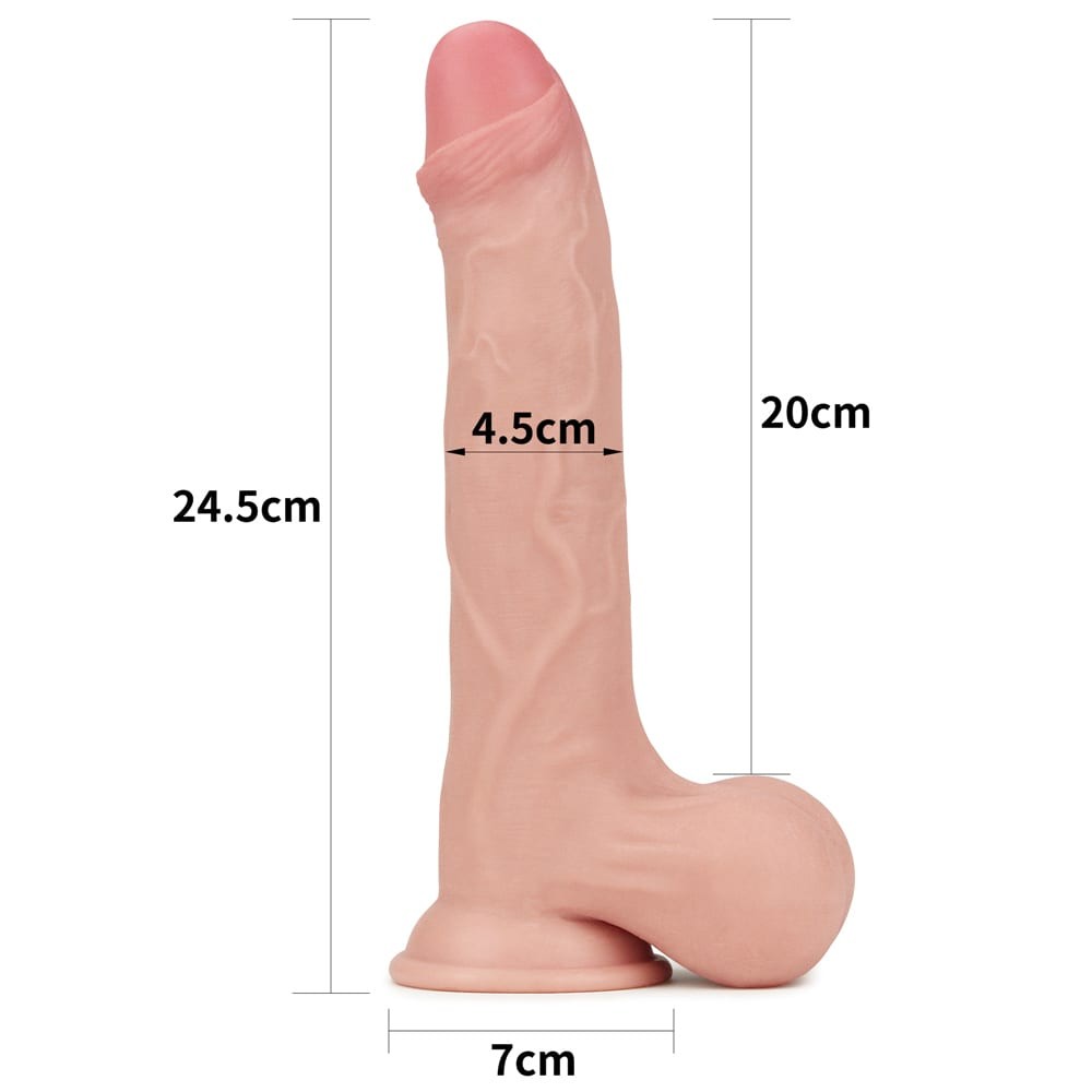 Dildo a doppio strato con pelle scorrevole da 9,5'' - Testicolo intero