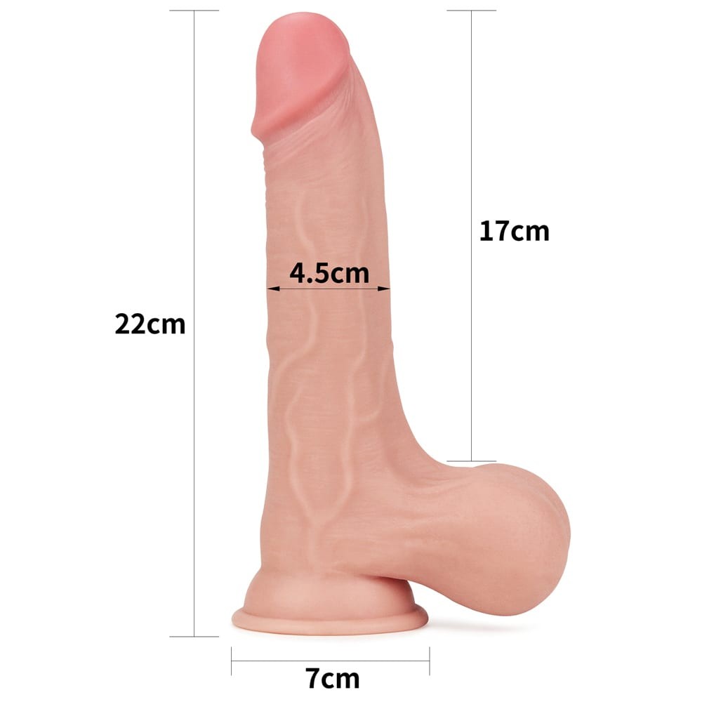 Dildo a doppio strato con pelle scorrevole da 8,5'' - Testicolo intero