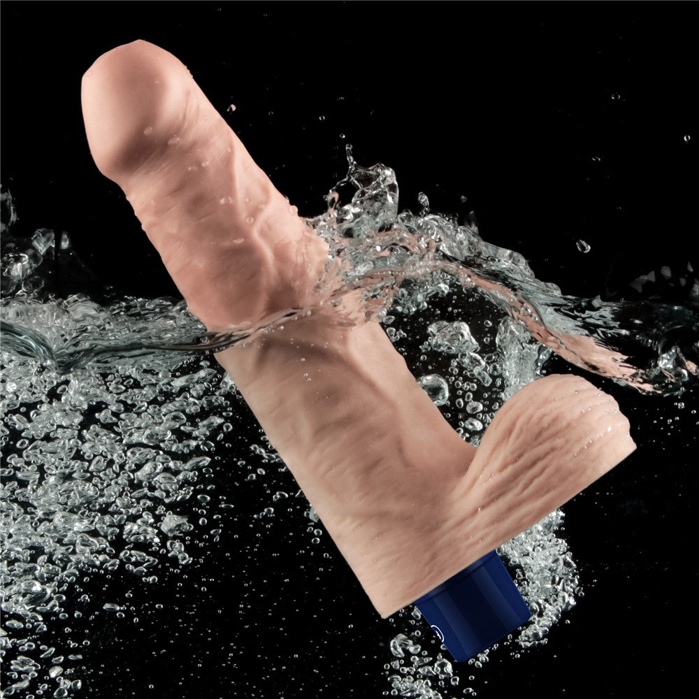 Dildo vibrante ricaricabile REAL SOFTEE da 9" (color carne)
