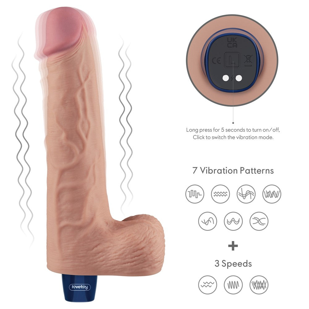 Dildo vibrante ricaricabile REAL SOFTEE da 10" (color carne)_B15O50_4