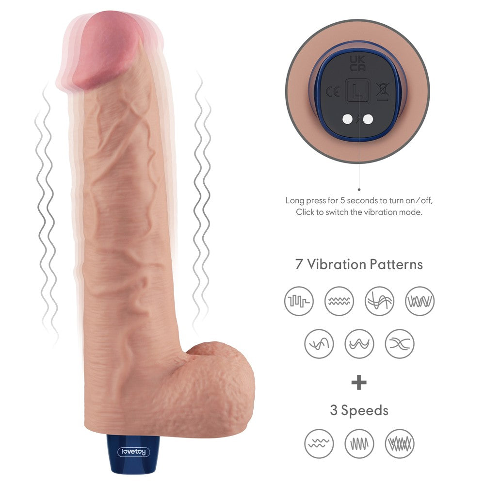 Dildo vibrante ricaricabile REAL SOFTEE da 10,5" (color carne)_B15O50_4