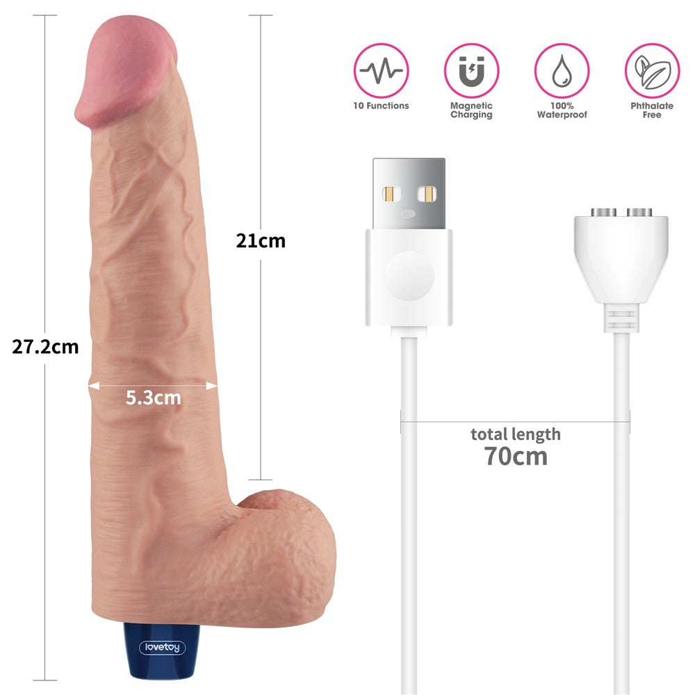 Dildo vibrante ricaricabile REAL SOFTEE da 10,5" (color carne)_B15O50_4