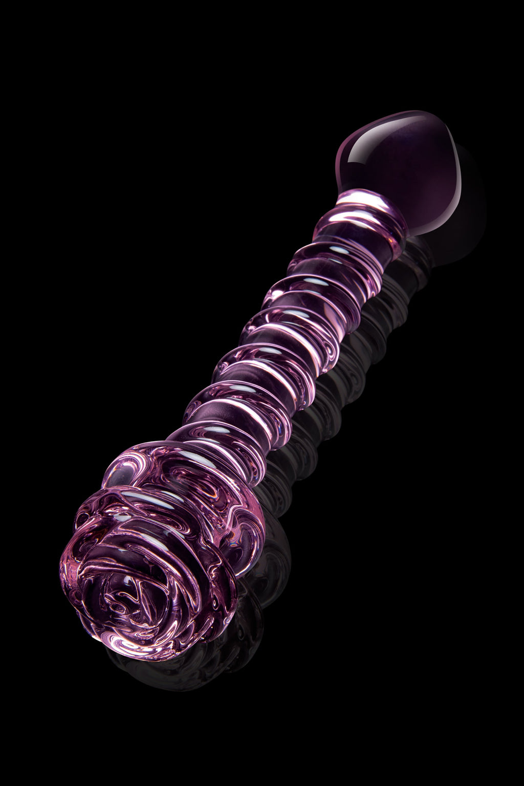 DILDO A SPIRALE CON ROSA IN VETRO Smaltato PER IL PUNTO G