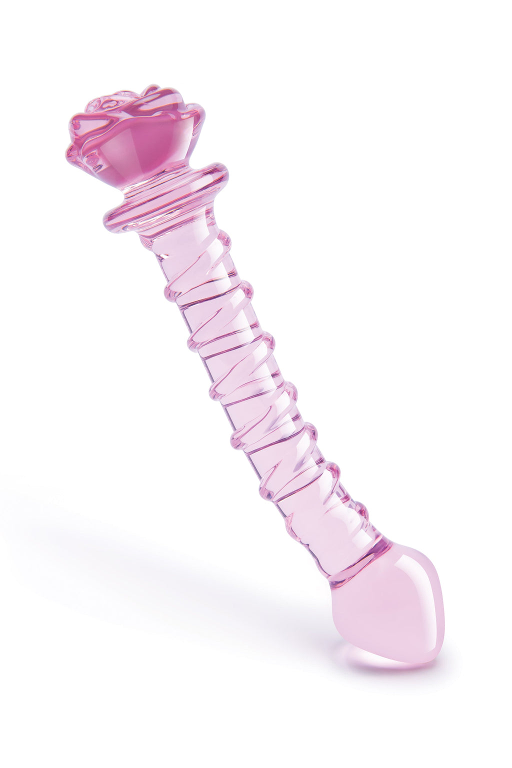 DILDO A SPIRALE CON ROSA IN VETRO Smaltato PER IL PUNTO G