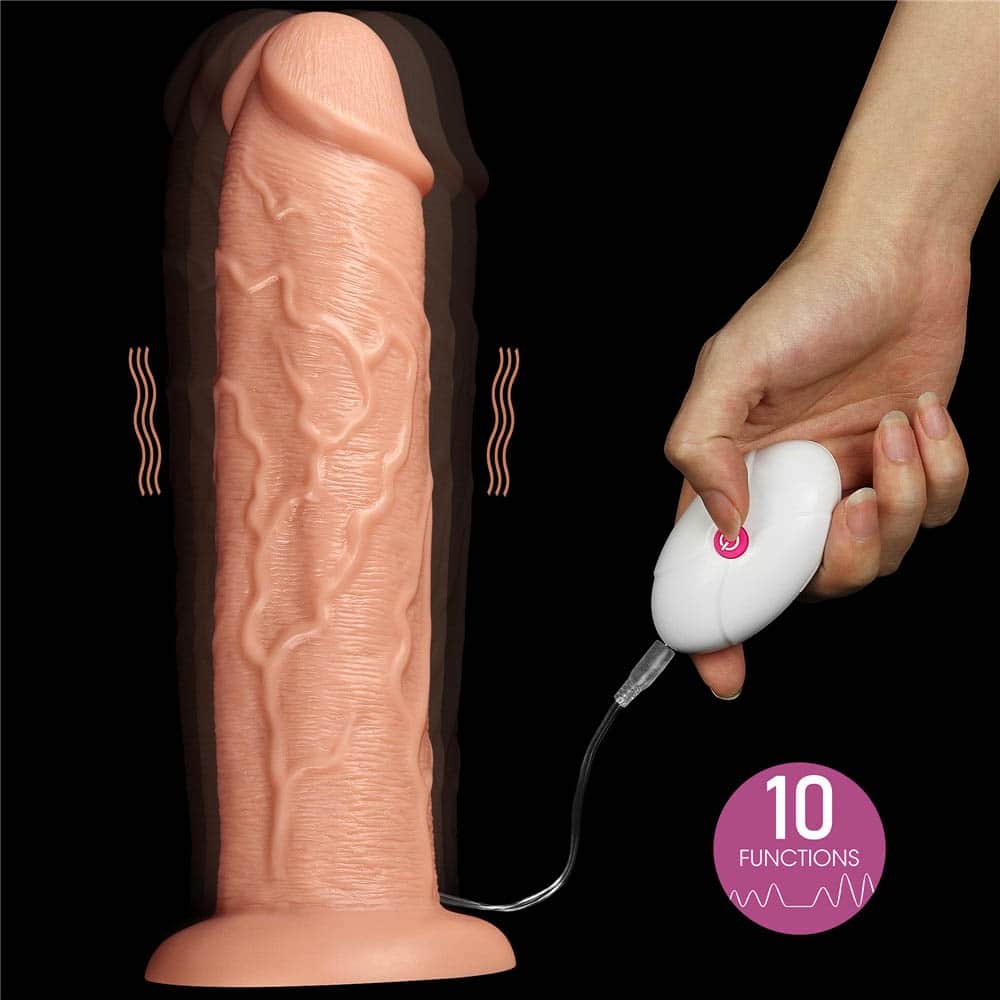 Dildo vibrante lungo realistico da 11'' color carne