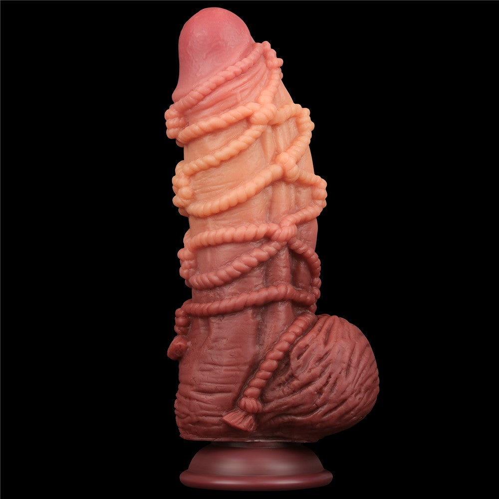 Pene in silicone platino a doppio strato da 9,5'' con corda_B15O50_3