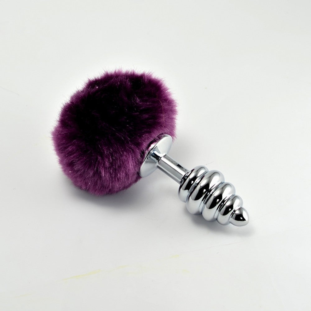 Plug in metallo con pompon a spirale viola