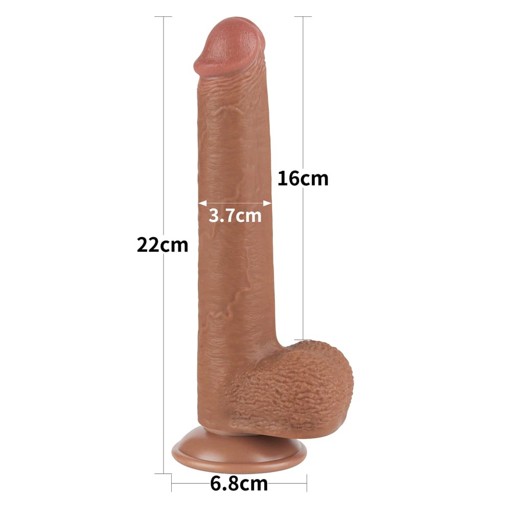 Dildo doppio strato scorrevole da 9'' marrone_B15O50_3