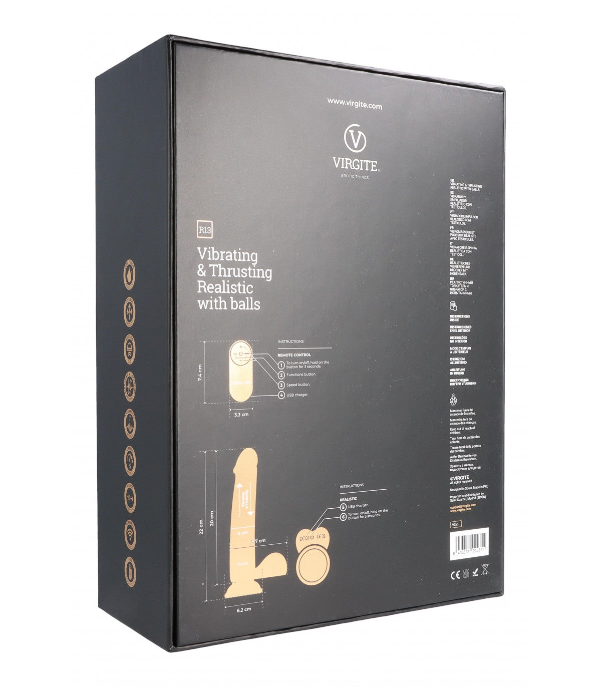 VIBRATORE REALISTICO UP & DOWN R13" NERO 20CM CON TELECOMANDO"
