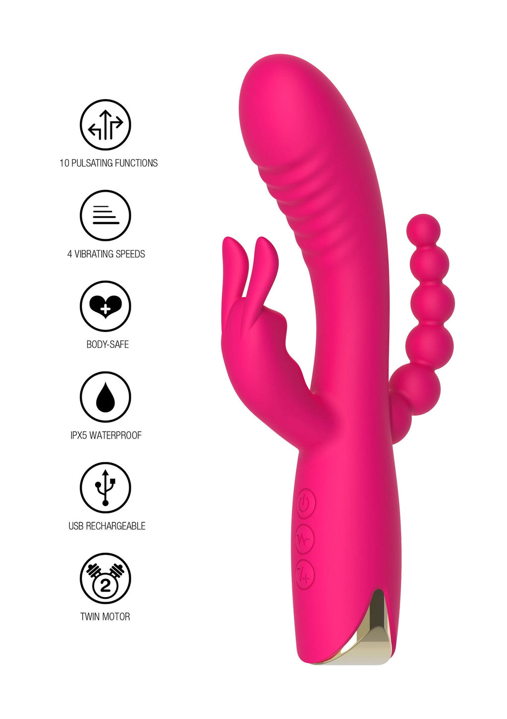 Vibratore triplo Afrodite rosa