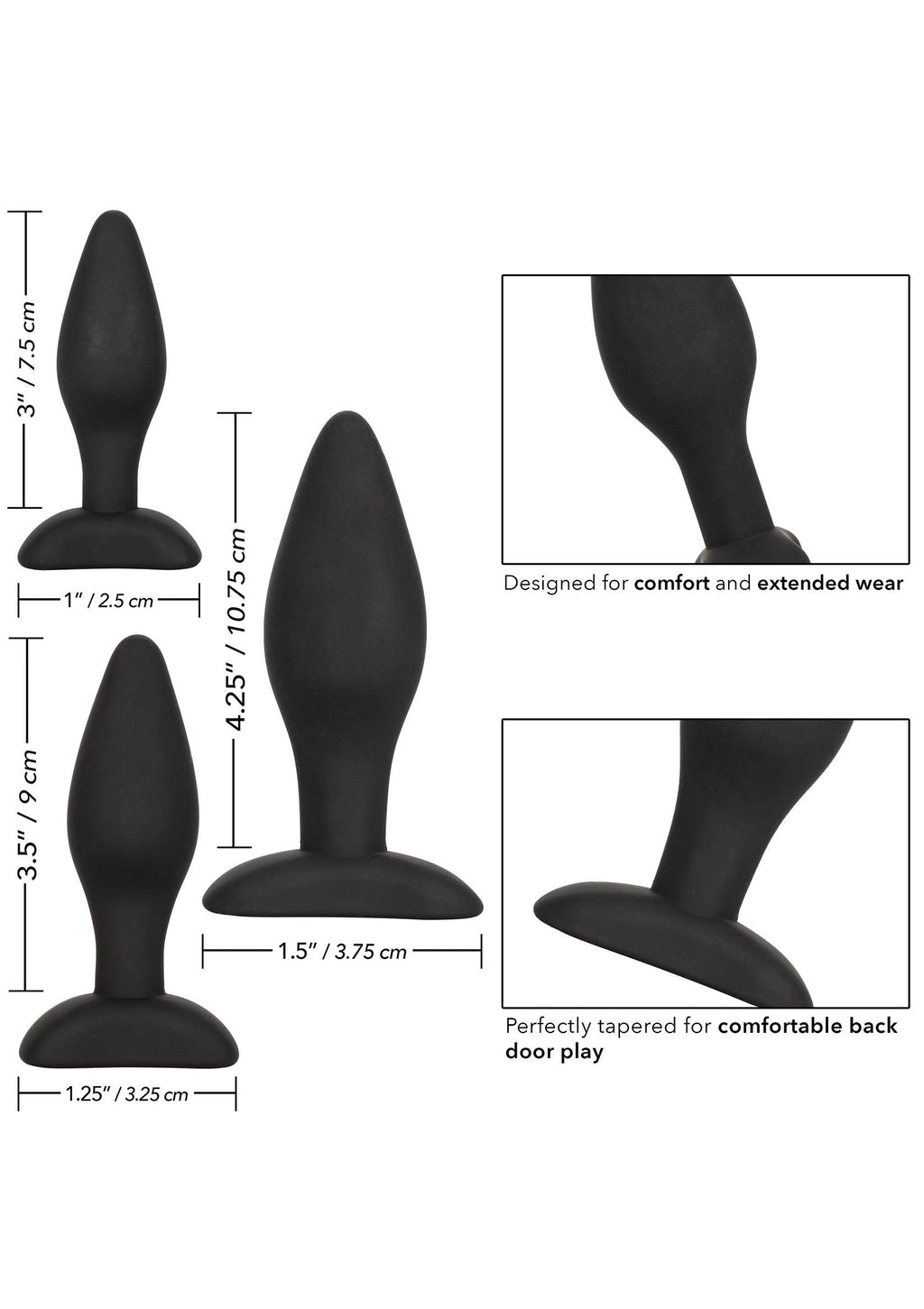 Kit per esercizi anali in silicone nero