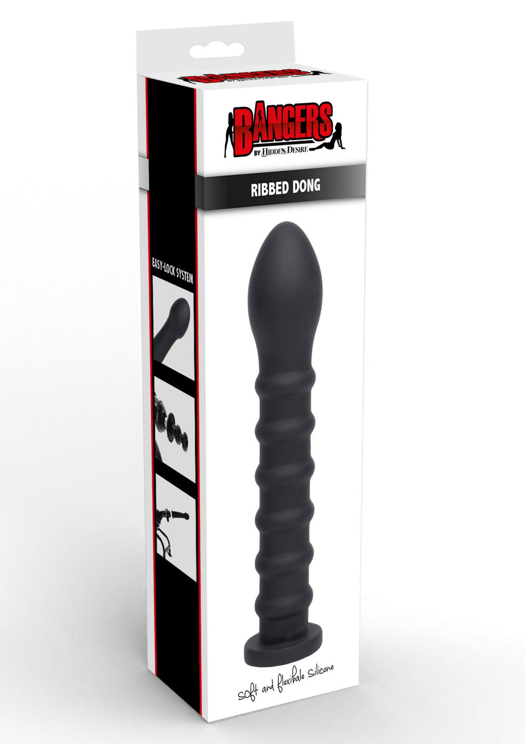 Dildo a coste Easy-Lock 19 cm nero
