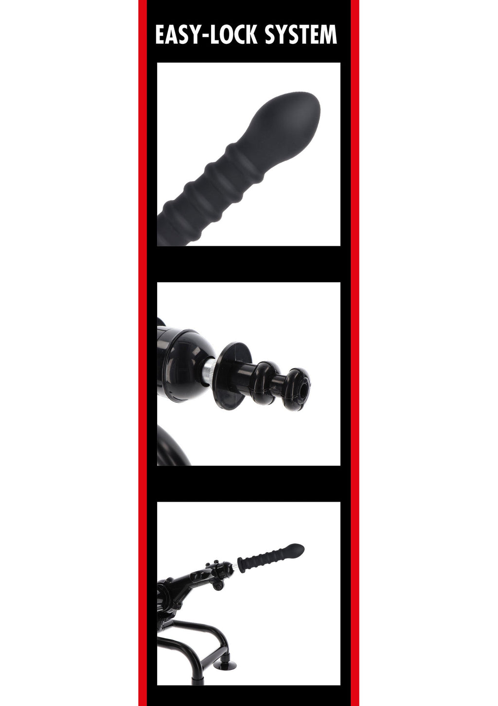 Dildo a coste Easy-Lock 19 cm nero
