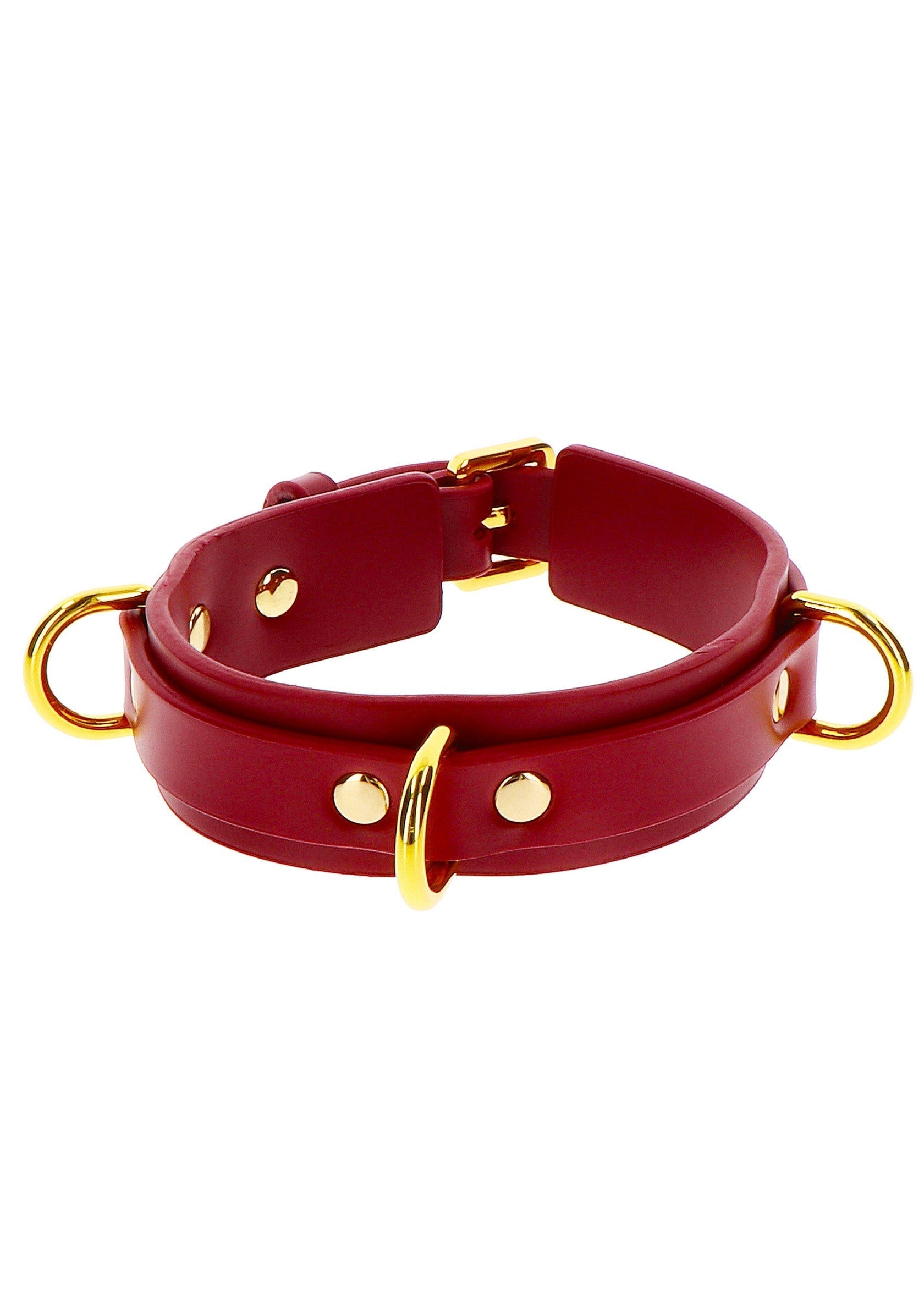 Collare con anello a D Deluxe rosso