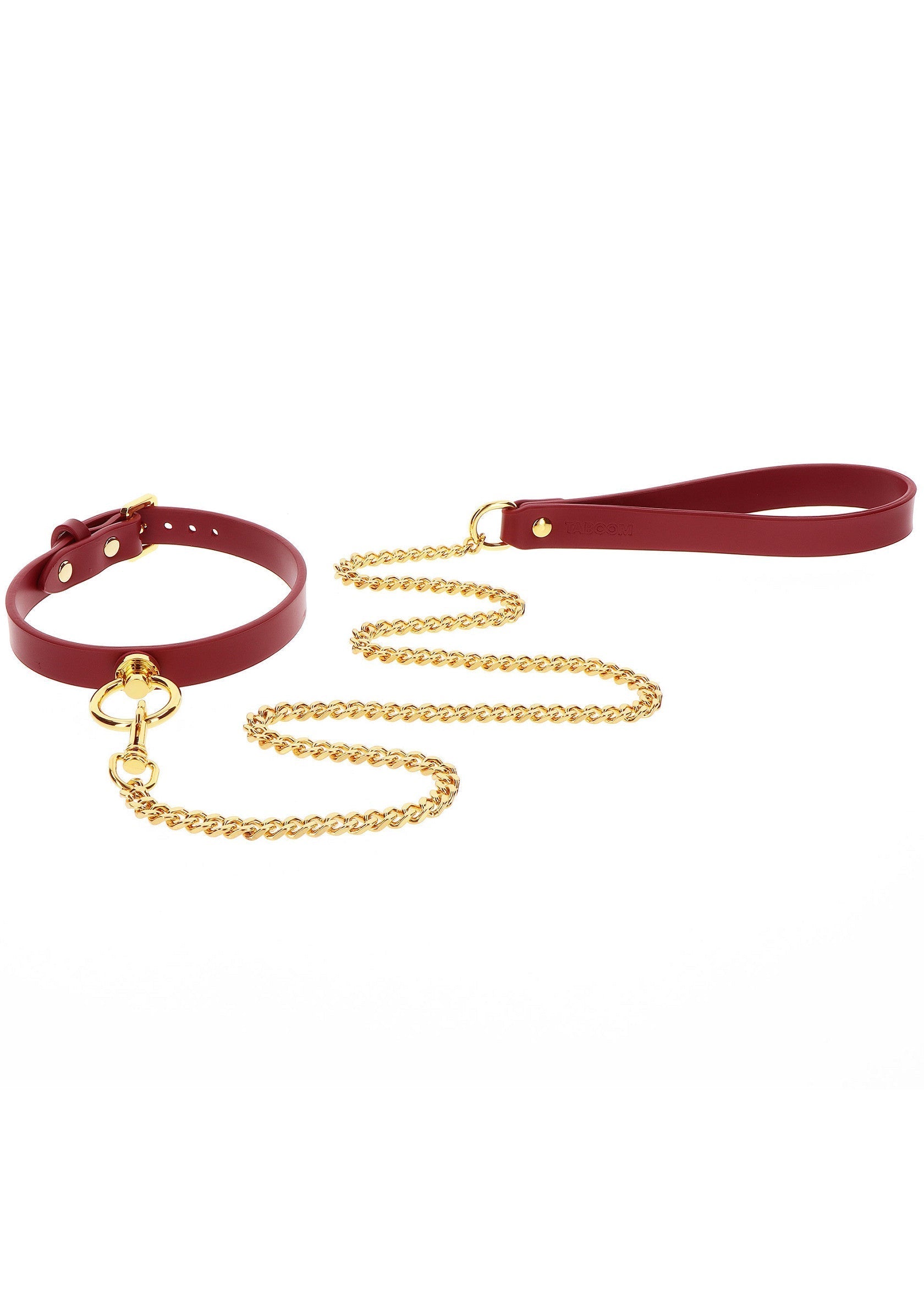 Collare con anello a O e guinzaglio a catena rosso