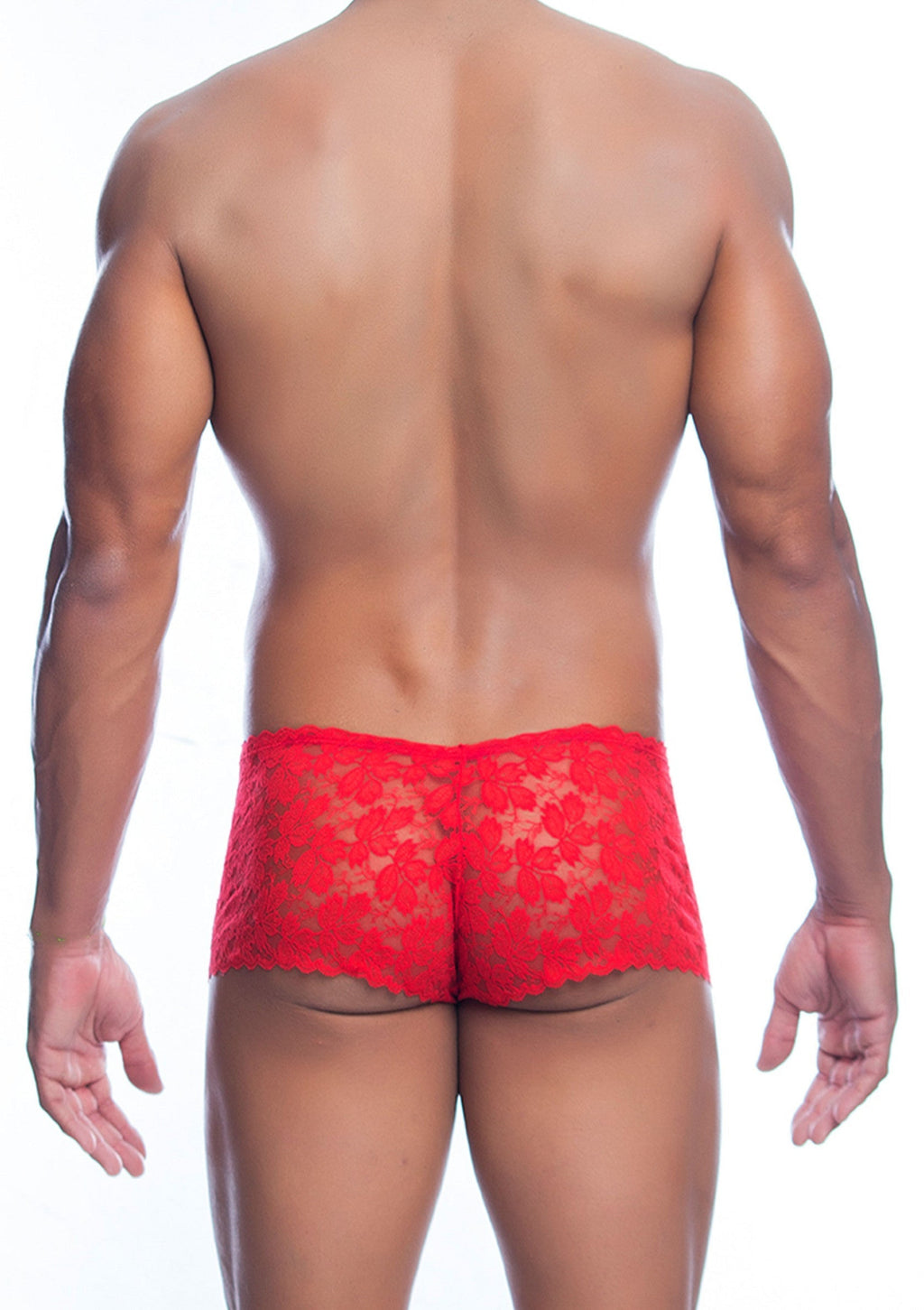 Rose Lace Boy Short rosso