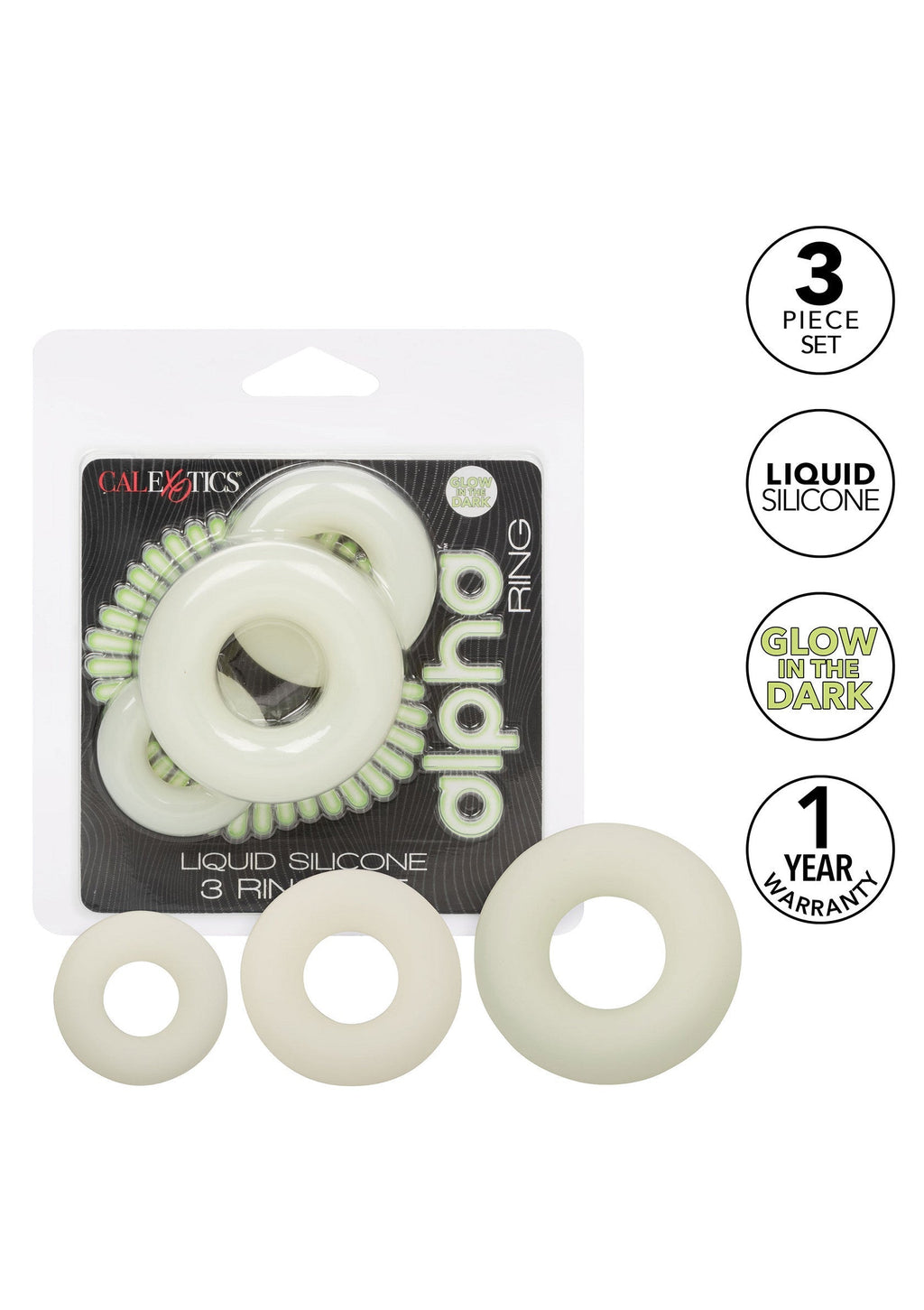Set di 3 anelli in silicone luminosi
