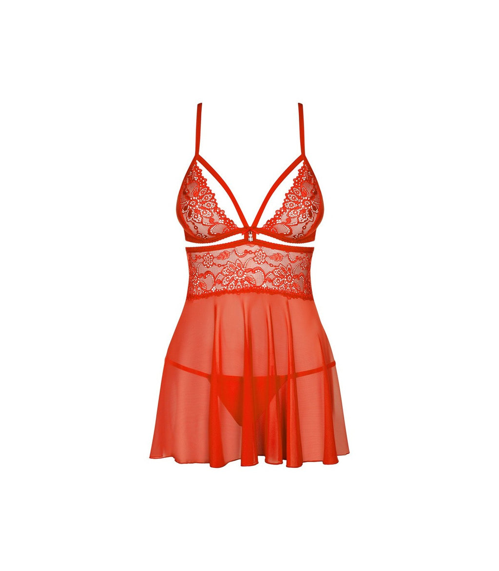 838-CAPITOLO-3 BABYDOLL E PERIZOMA ROSSO L/XL