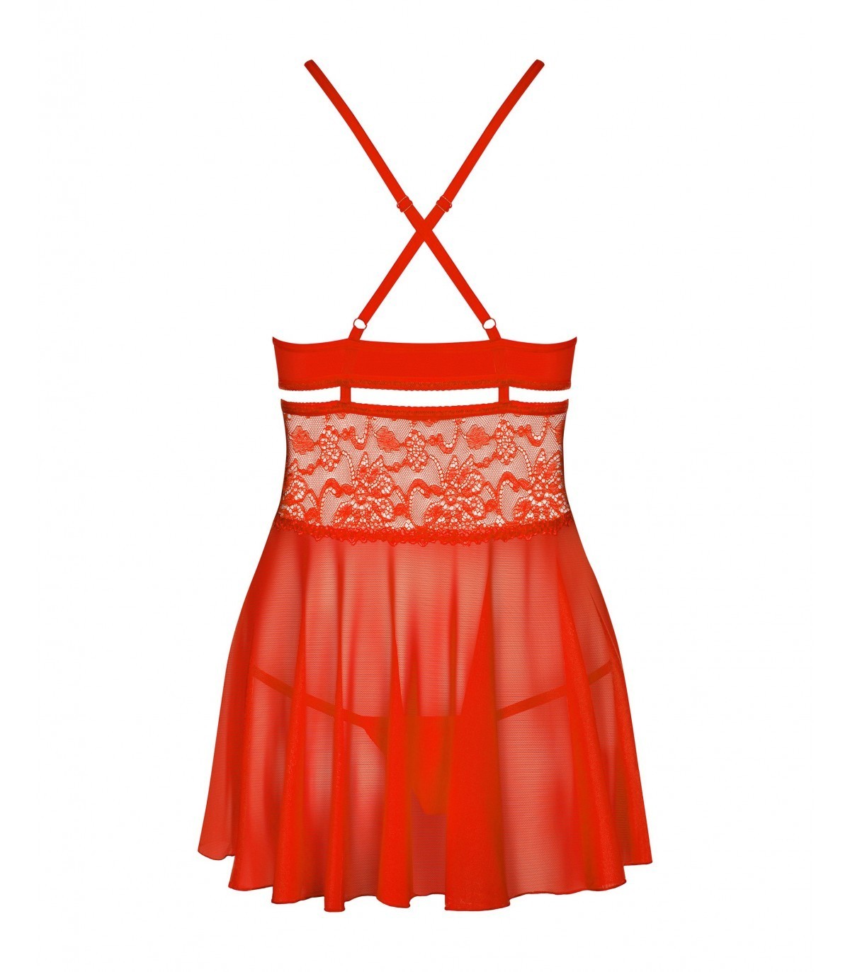 838-CAPITOLO-3 BABYDOLL E PERIZOMA ROSSO L/XL