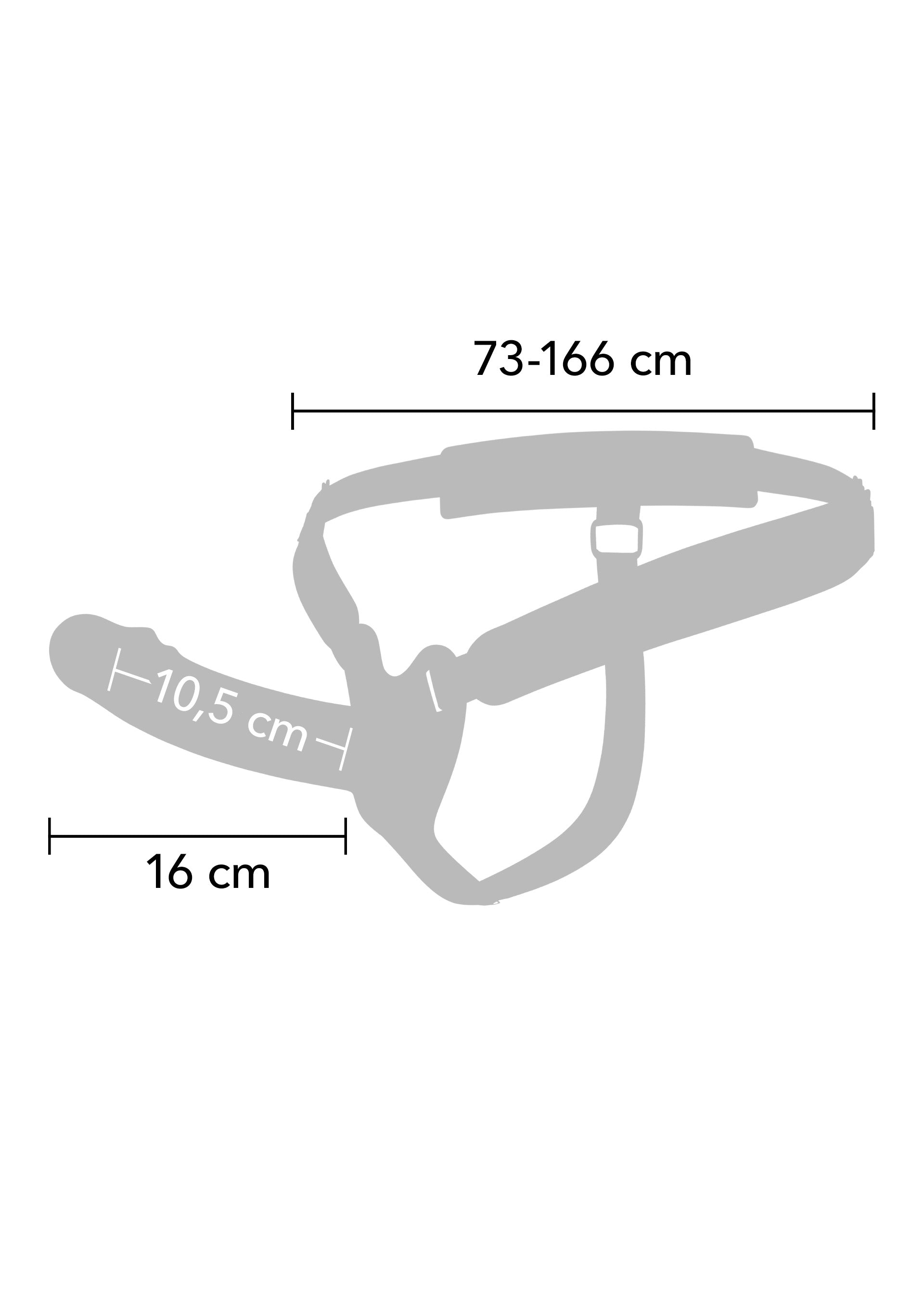Strapon a forma di pene cavo in silicone, 16 cm, nero