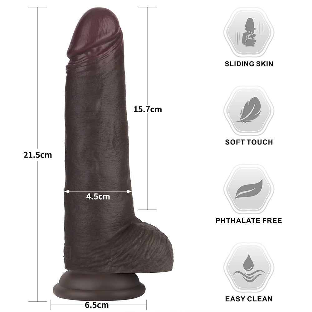 Pene artificiale in silicone a doppio strato Sliding Skin Pro II da 8,5 pollici (nero)