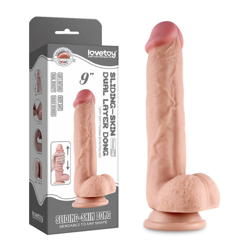 9.0'' Sliding Skin Dual Layer Dong Flesh